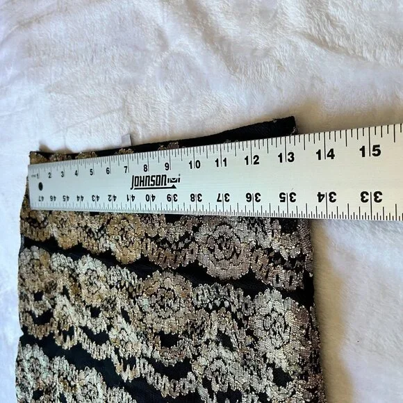 Patricia Wolf Gold Black Lace Layered Skirt Small Western Wear Ruffle Trim